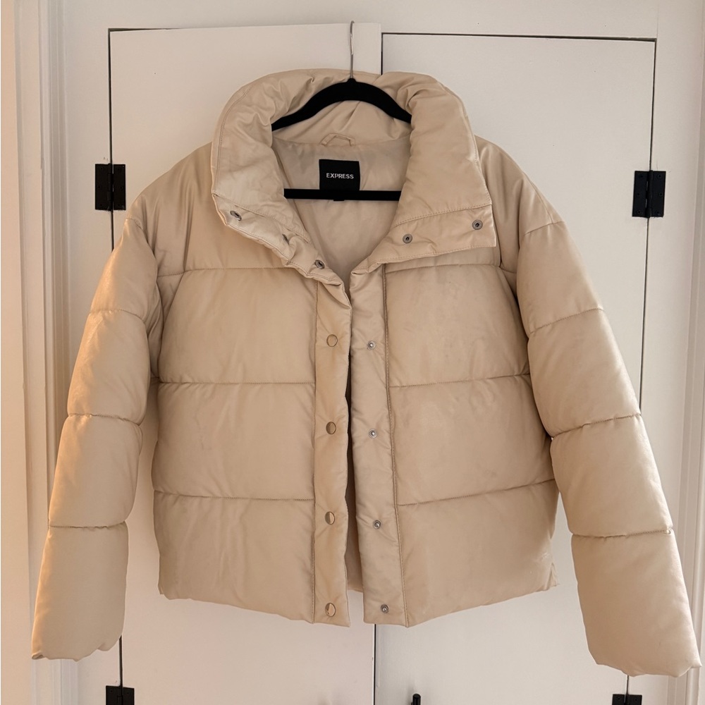 Express Women's Beige Puffer Coat